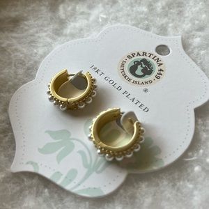 18kt Gold Plated Midi Hoop Earrings Pearl - Spartina 449